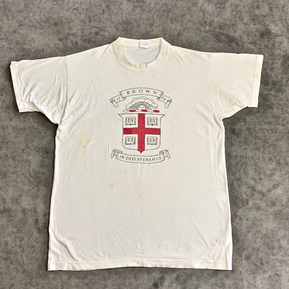Vintage Brown University Shirt Size LX White 1995 90s Fruit of the Loom